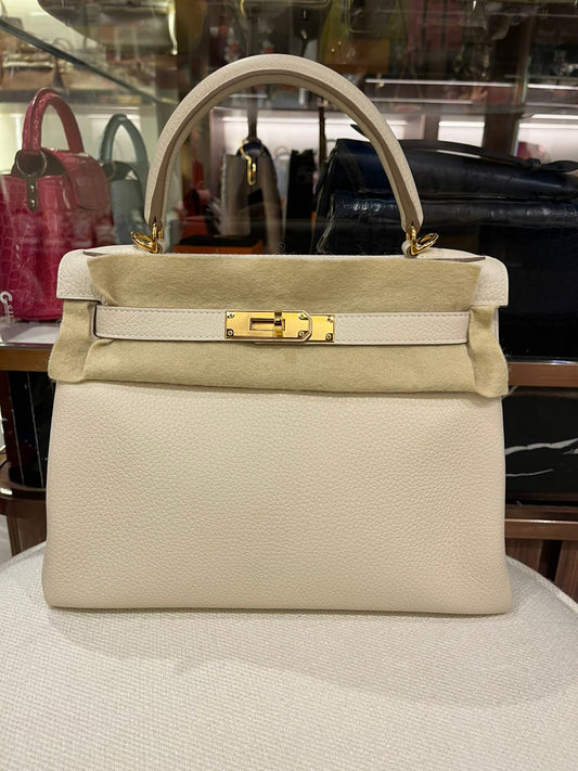 Hermes Kelly 28 
Craie 
GHW 
Togo
Z(2021) 
New