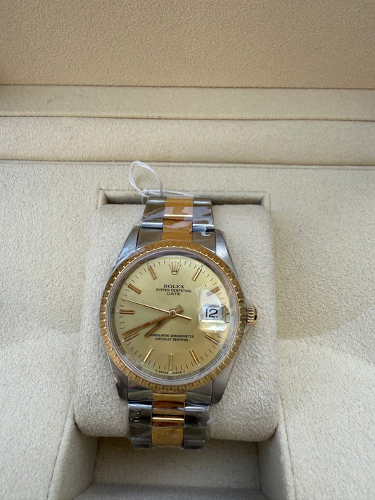 Rolex Date 34mm Steel/Gold 15223 Only Watch With Box