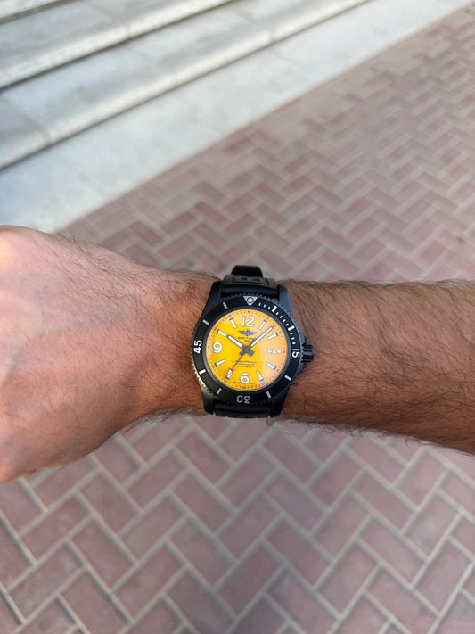 Breitling Superocean II 46 Black M17368 Yellow Dial 46mm Automatic Full Set
