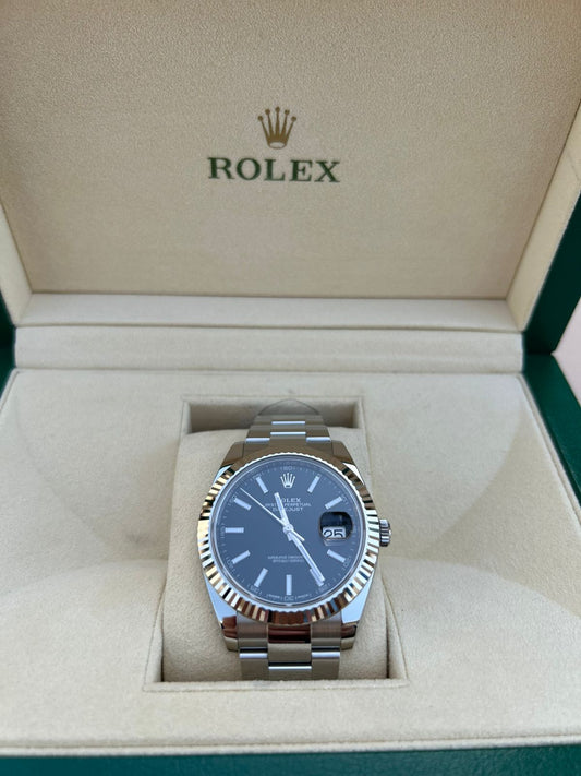 Rolex Datejust 41mm Steel White Gold Bezel Polished With Box Without Papers