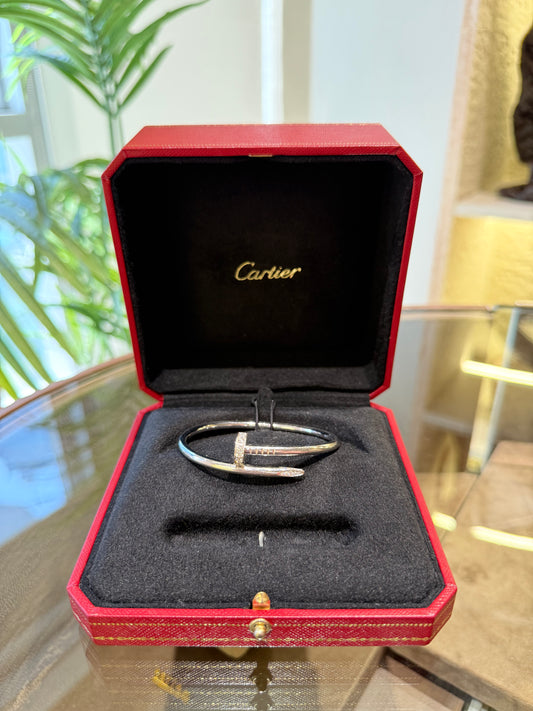 JUSTE UN CLOU BRACELET, CLASSIC MODEL, DIAMONDS Used 18K White Gold Full Set 16 Size