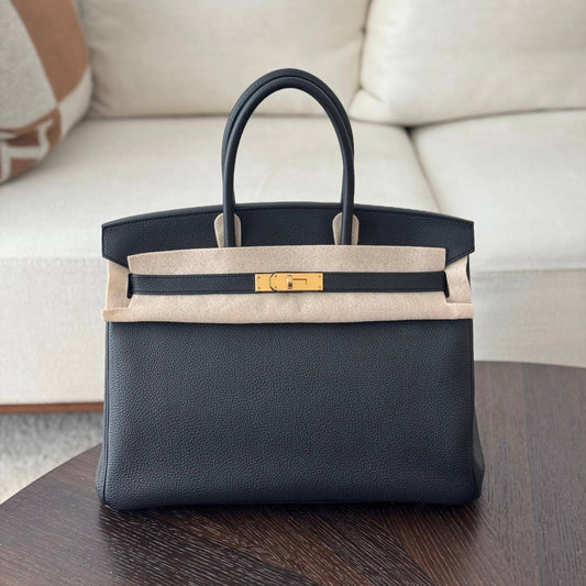 Hermes Birkin 35 Noir (Black) GHW Like New With Stickers