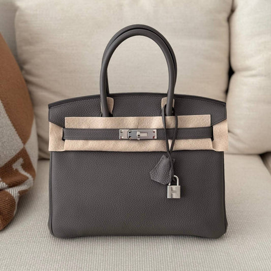 Hermes Birkin 30 Gris Etain PHW New