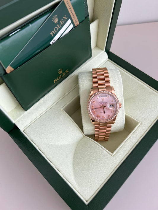 Rolex Day-Date 36mm With Diamond 118205F Rare Watch 2012 Year Full Set Pink Dial