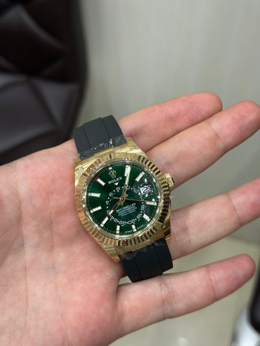 Rolex Sky-Dweller 42mm Yellow Gold Green Dial 2025 Full Stickers 336238-0004
