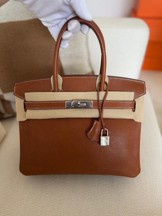 Hermes Birkin 30 Barenia Palladium Hardware 2018 Full Set