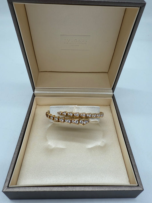 BVLGARI Bulgari Serpenti Viper Bracelet 18K Yellow Gold With Diamonds Ref: 357448 Full Set M Size Used