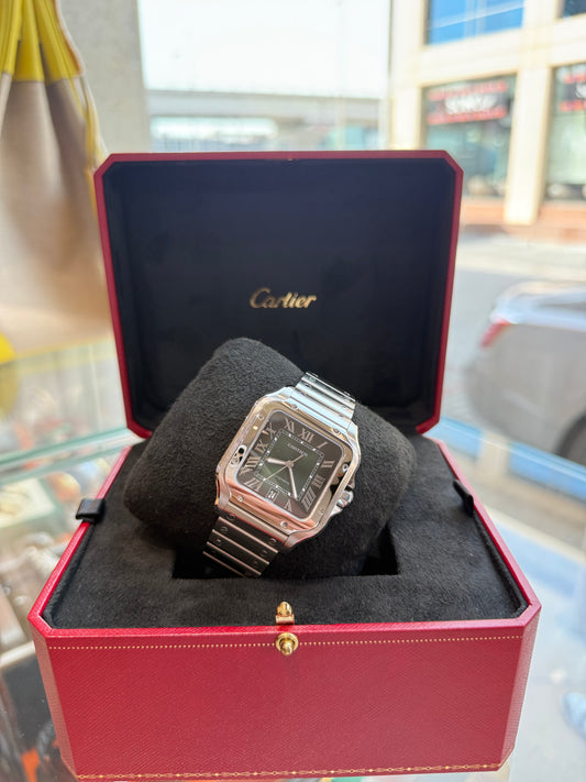 Cartier Santos Large Green Dial 2024 Polished With Extra Strap Full Set.