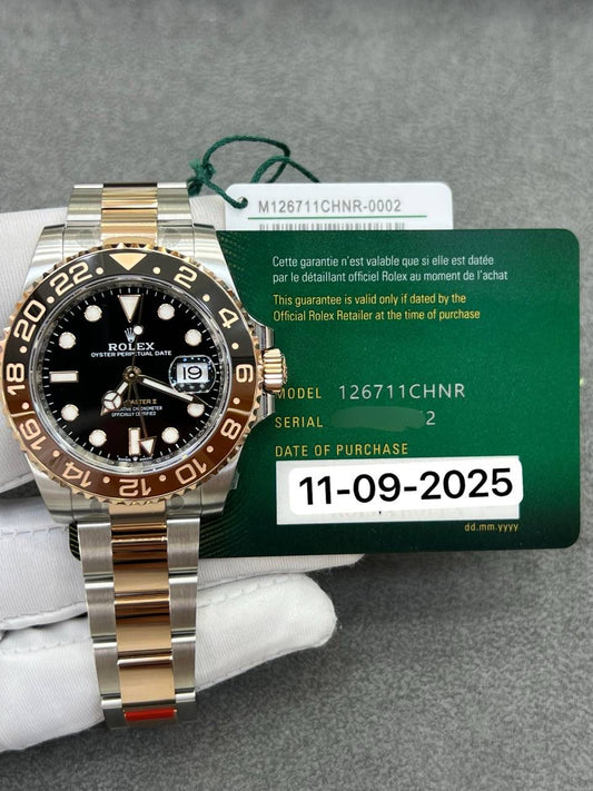 Rolex Gmt-Master ll 40mm Rootbeer Rose Gold Black Dial 126711CHNR 2025 New Full Set