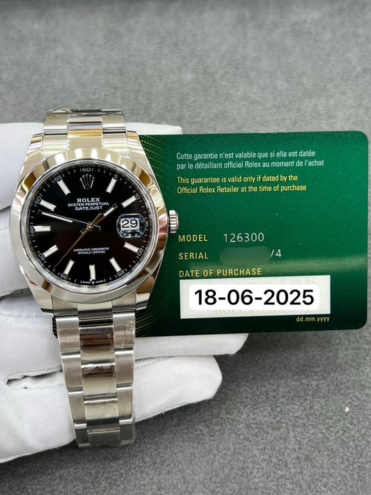 Rolex Datejust 41mm Steel Black Dial Oyster Bracelet New 2025 Full Set Ref:126300