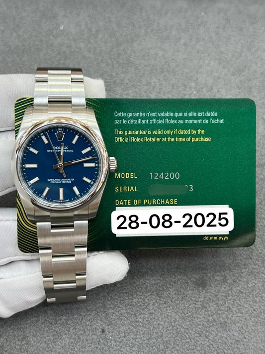 Rolex Oyster Perpetual 34mm Stainless Steel Blue Dial Oyster Bracelet New 2025 Full Set Ref:124200