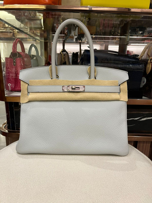Hermes Birkin 30 
Blue Pale
PHW
Taurillon Clemence
Z(2021) 
New