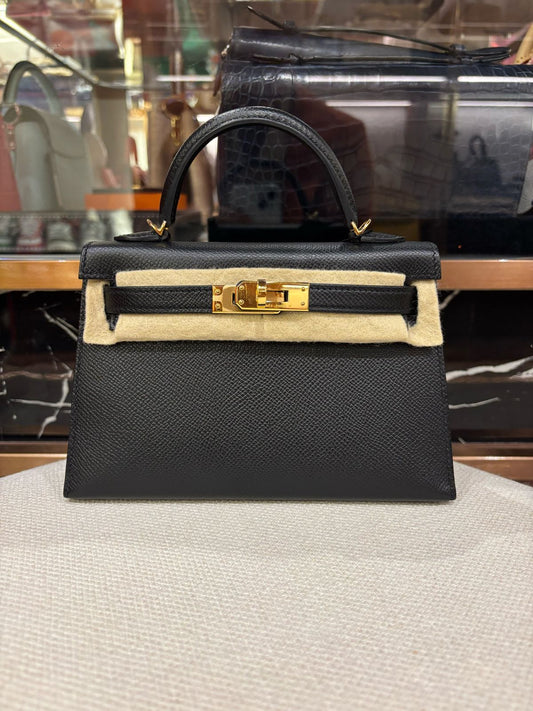 Hermes Mini Kelly II 
Black 
GHW 
Epsom 
Y(2020) 
Pre Owned