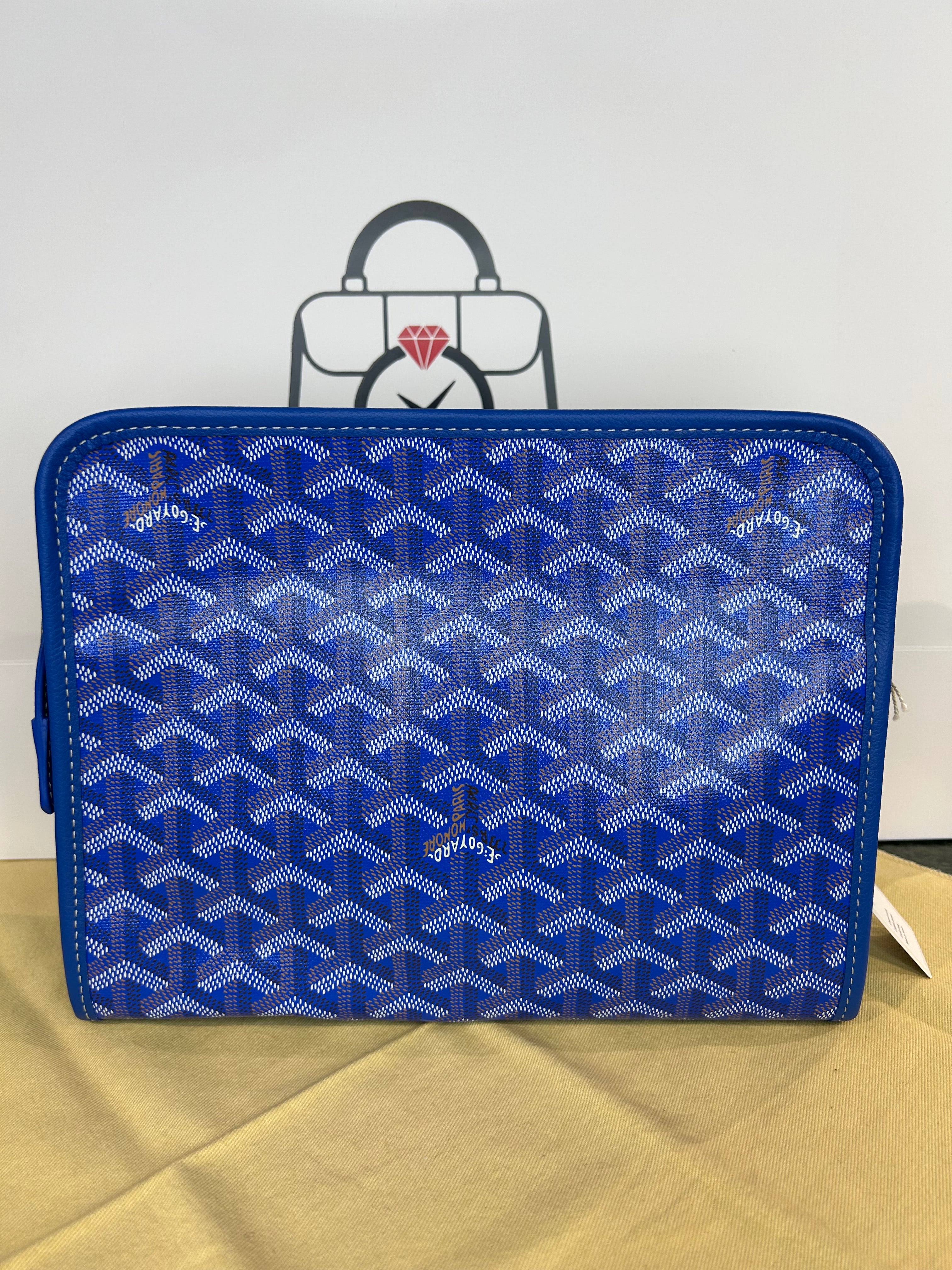 goyard 波模様 ケース Tas GOYARD JOUVENCE BLACK TAN CLUTCH BAG 100% ORIGINAL