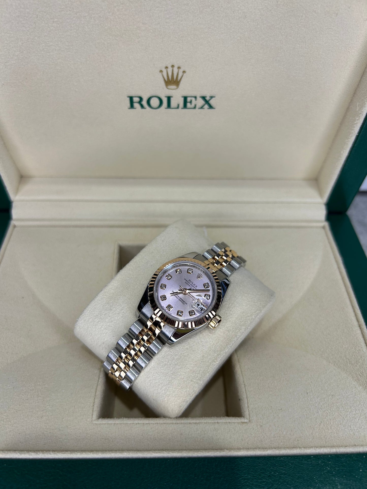 Rolex Ladies 26mm Steel/Gold Jubilee Pink Dial With Diamonds 179171 Automatic Polished 2007 Years Full Set