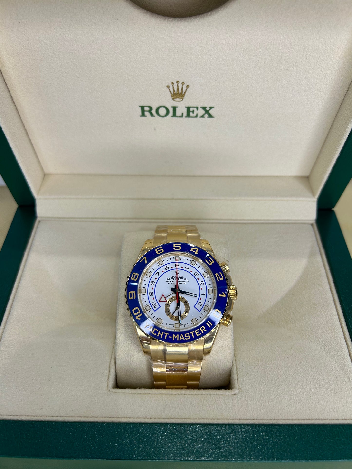 Rolex Men’s Yacht-Master II 44mm 18K Yellow Gold Automatic 116688 Unused 2013 Full Set