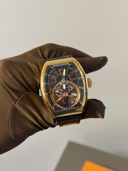 Franck Muller Vanguard Gravity Tourbillon 44 x 53.70mm Yellow Gold Manual Winding Limited Edition Tourbillon Used Full Set Reference: V 45 T Gravity CS