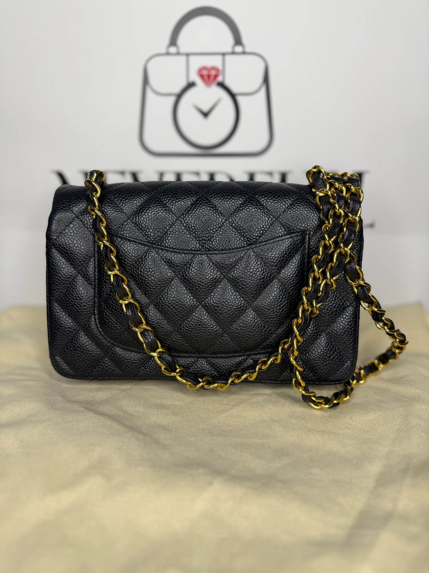 Chanel Classic Single Flap Caviar Black GHW Mini Size Used Good Condition 2016-2017