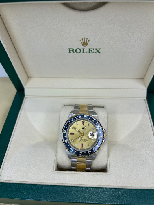 Rolex Unisex GMT Master II Steel/Gold 16718RG With Box