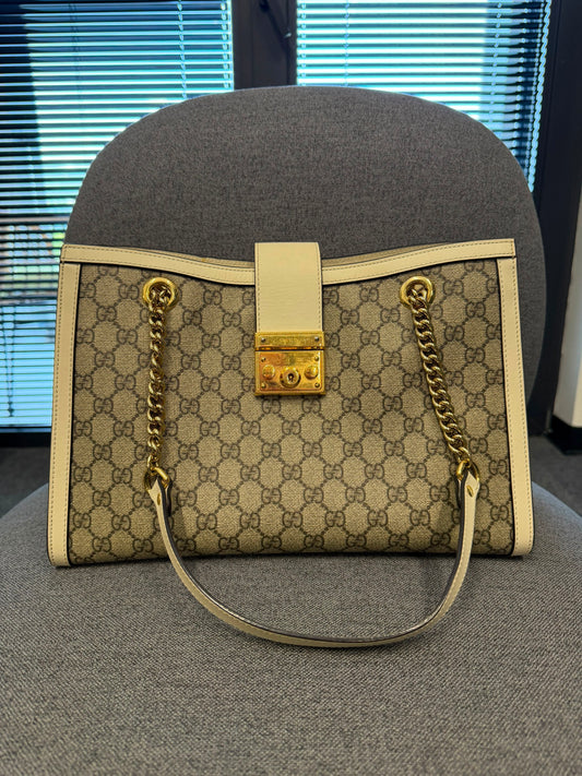 Gucci GG Supreme Padlock Chain Tote Bag