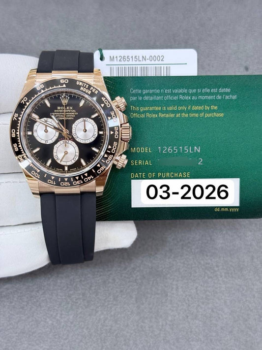 Rolex Daytona 40mm Black Index Dial Rose Gold Oysterflex Bracelet Brand New 2026 Year Full Set 126515LN