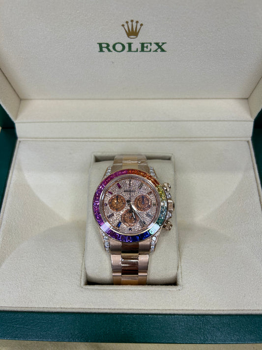 Rolex Unisex Daytona 18K Gold Chronograph Rainbow 40mm Automatic