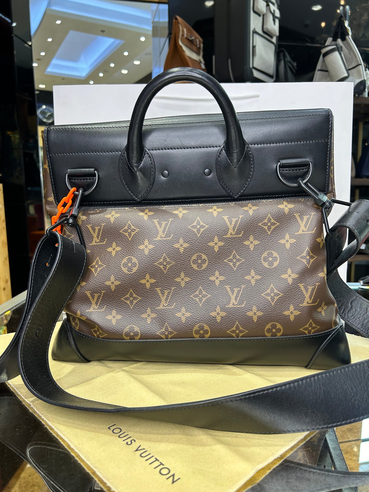 Louis Vuitton Monogram Virgil Abloh Steamer Handbag  Men's Bag