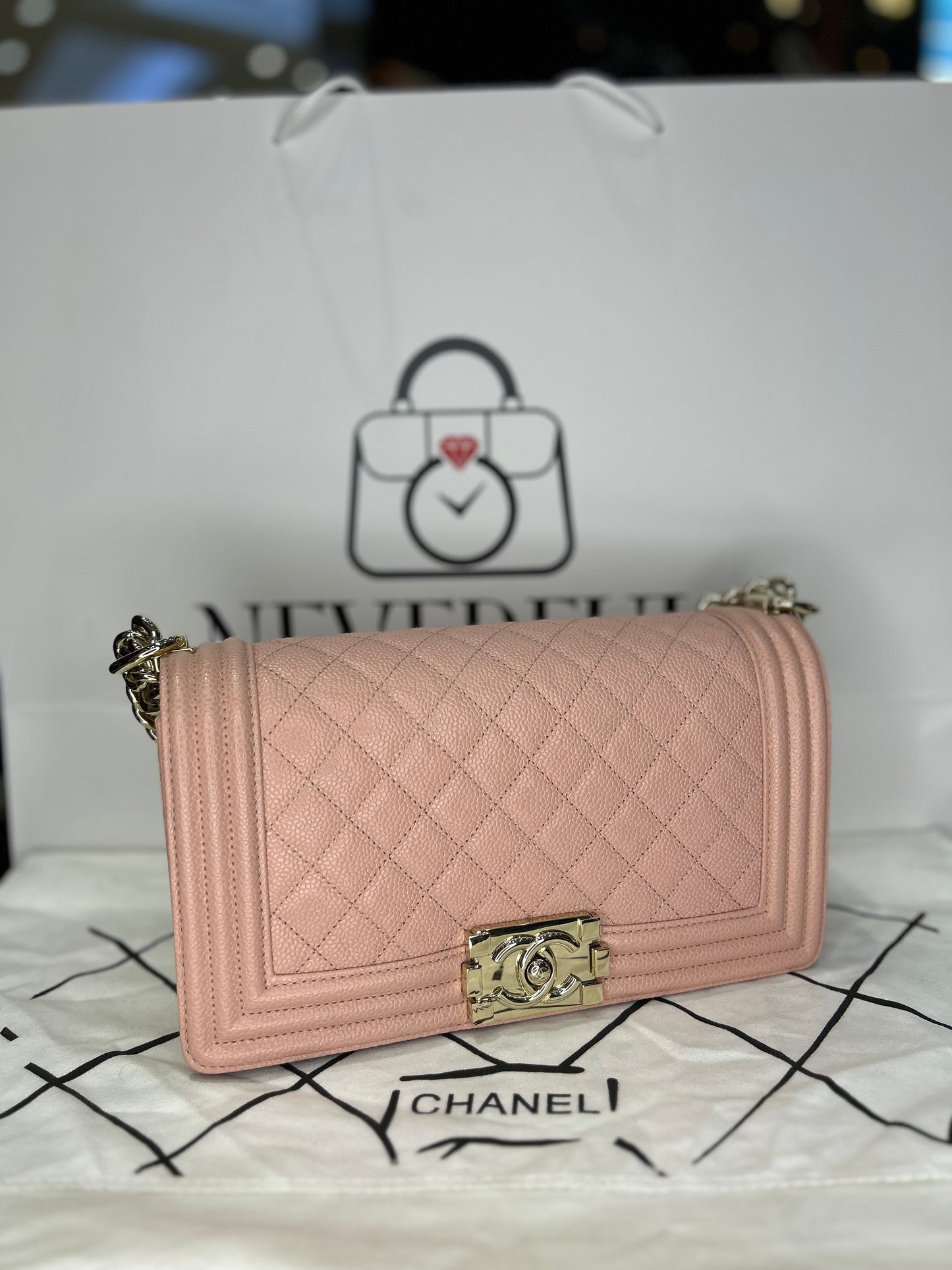 Chanel Boy Bag Medium Caviar Used Excellent Condition