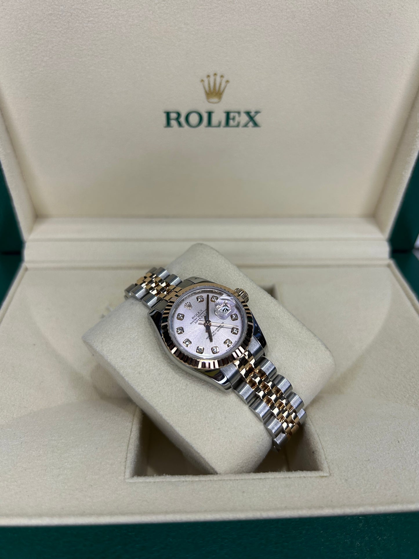 Rolex Ladies 26mm Steel/Gold Jubilee Pink Dial With Diamonds 179171 Automatic Polished 2007 Years Full Set