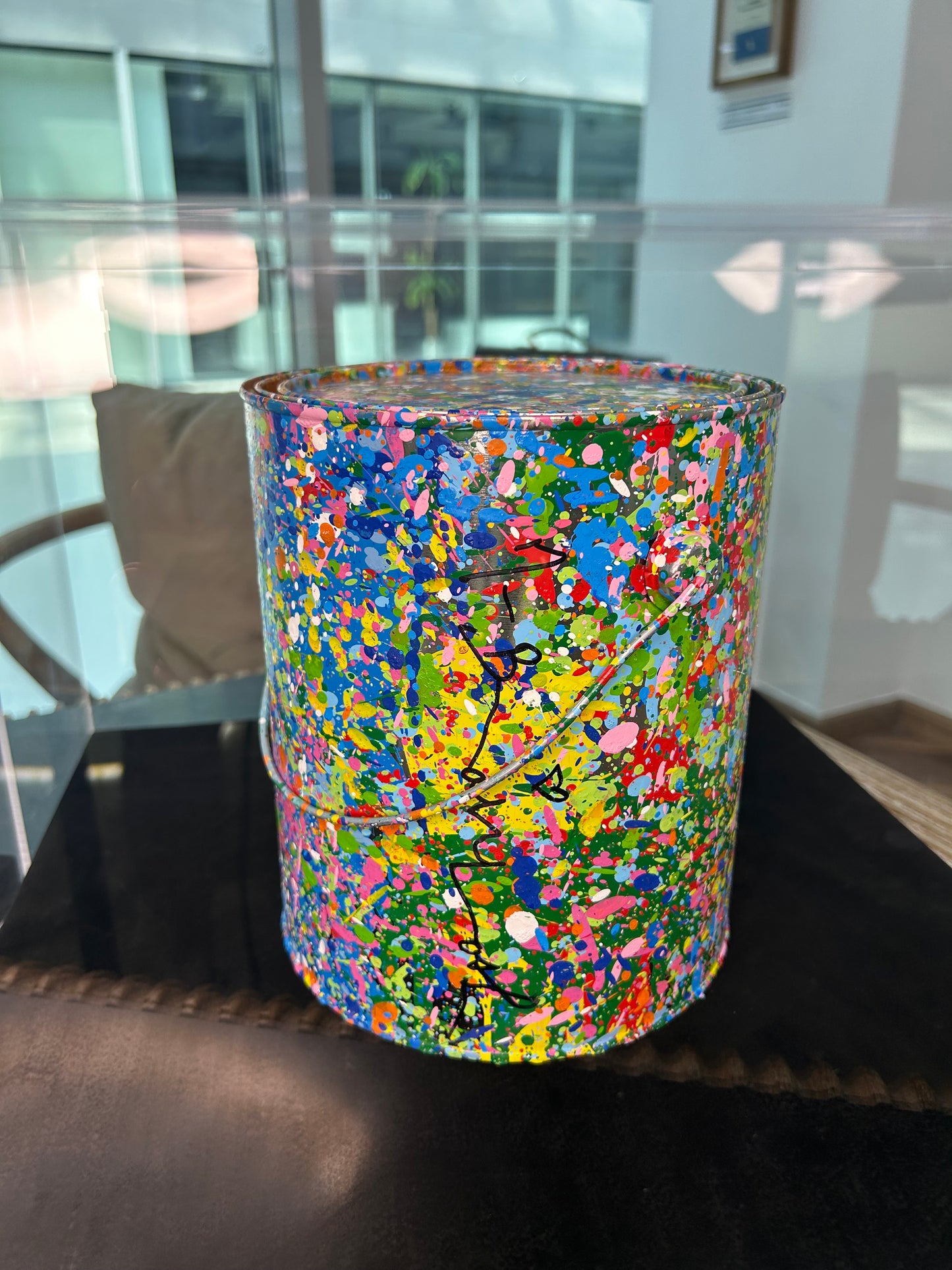 Mr. Brainwash Splash Spray Can & Splash Paint Bucket. Officially Signed