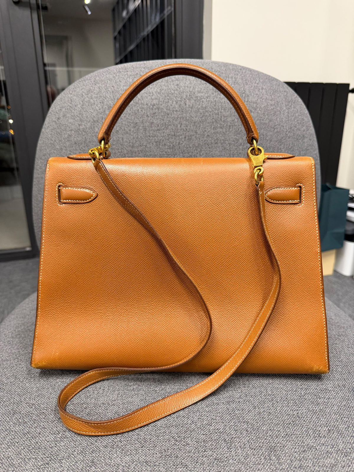 Hermes Kelly Sellier 32 Vintage Gold GHW 1971 Year