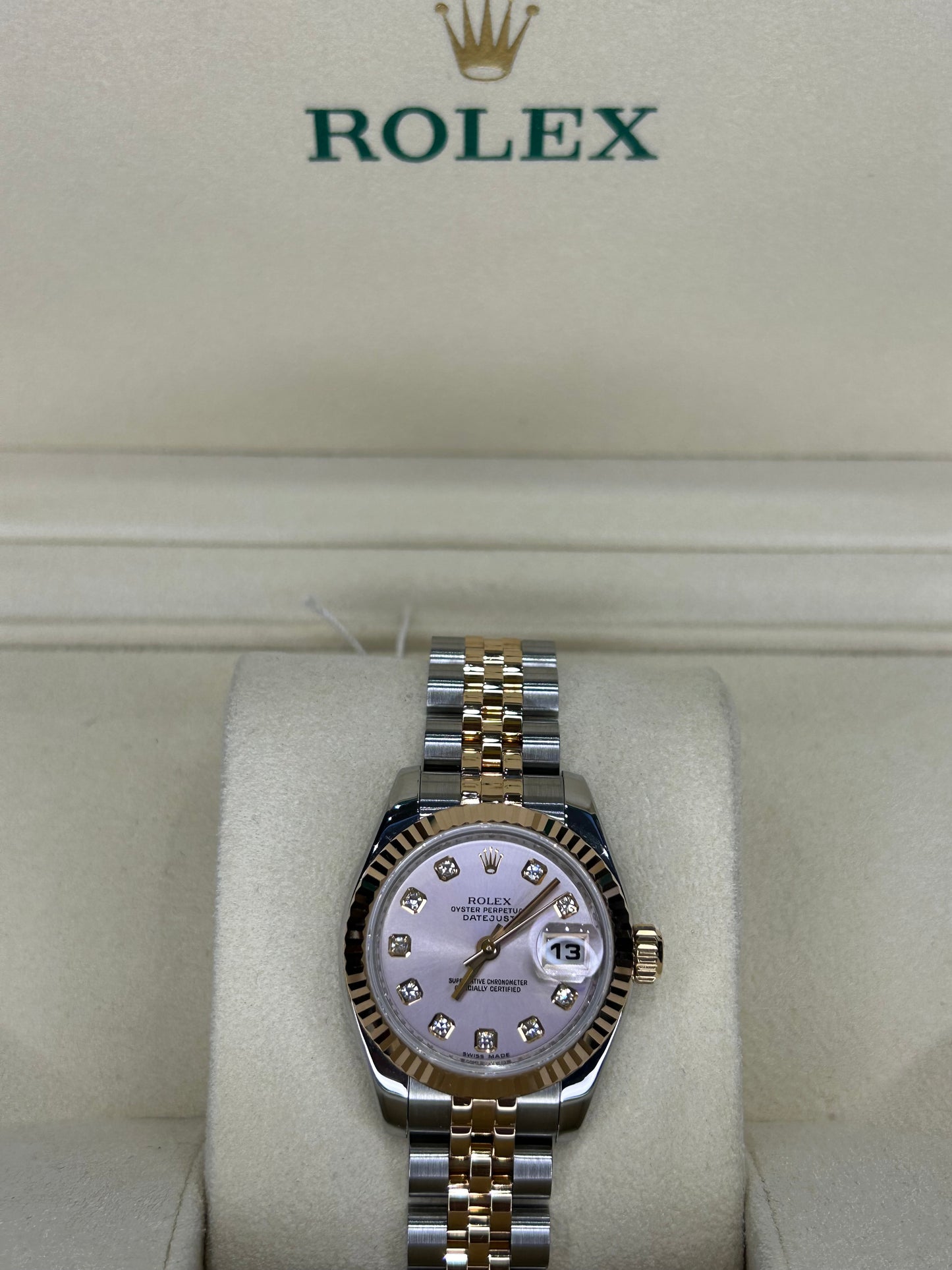 Rolex Ladies 26mm Steel/Gold Jubilee Pink Dial With Diamonds 179171 Automatic Polished 2007 Years Full Set