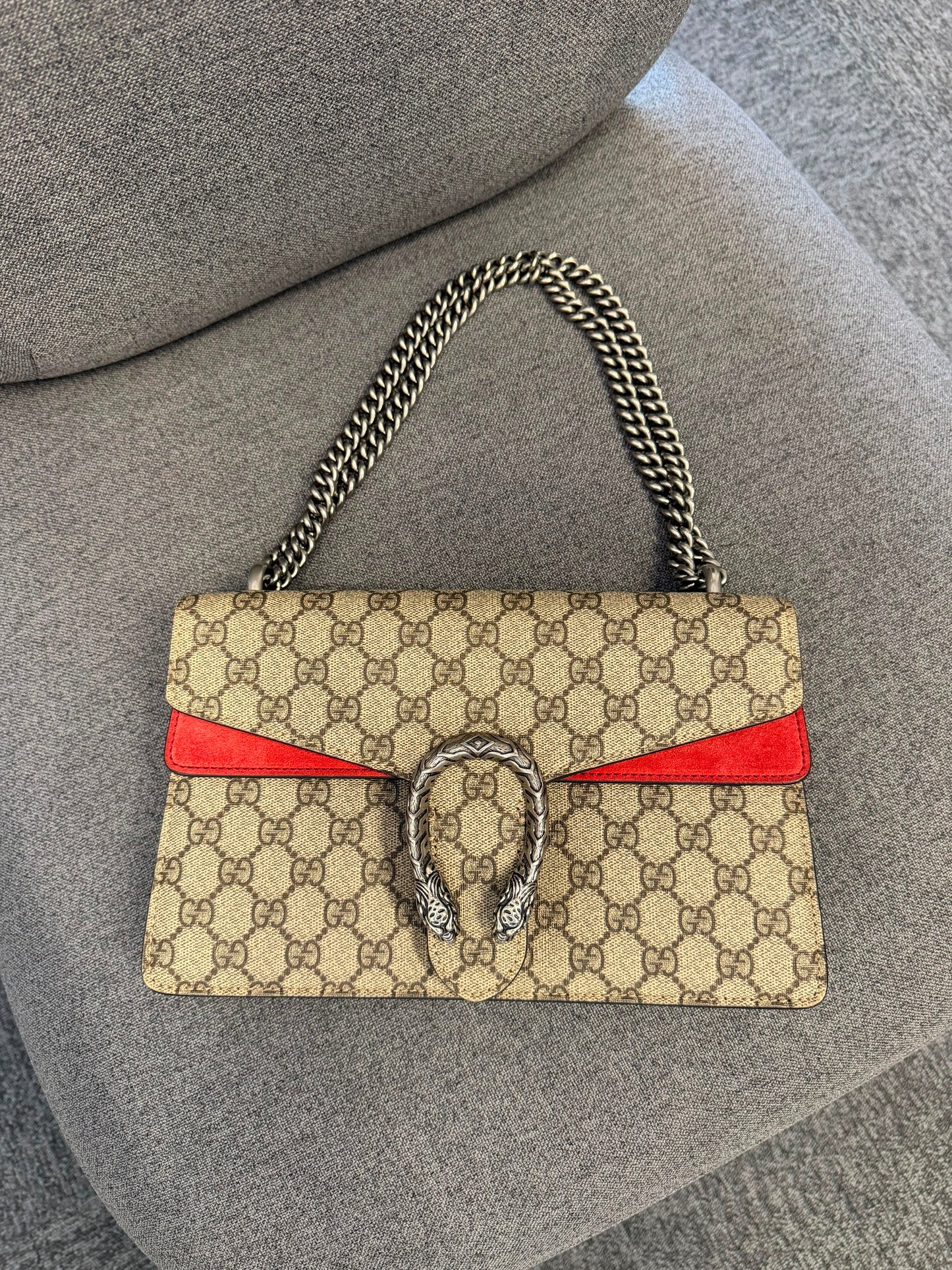 GUCCI Dionysus Shoulder Bag GG Supreme Beige Women's