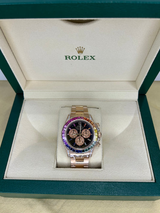 Rolex Unisex Daytona 18K Gold Chronograph Rainbow 40mm Automatic