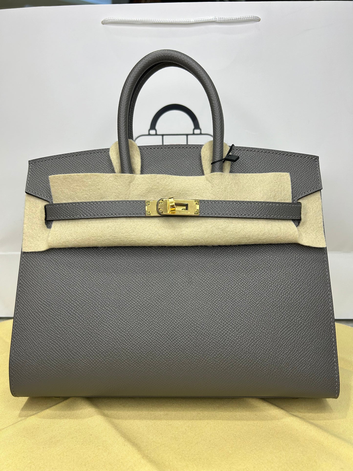 Hermes Birkin 25 Sellier Gris Meyer Epsom Leather GHW New