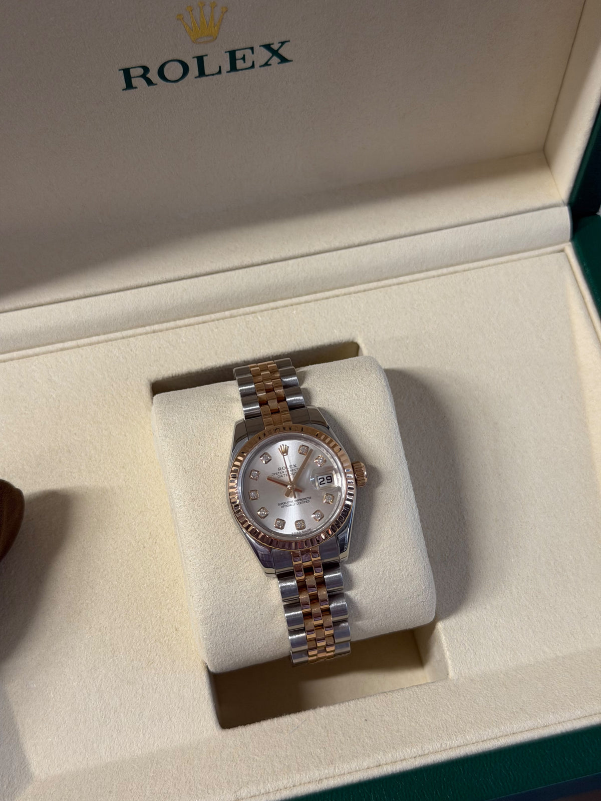 Rolex Ladies Datejust 26mm Steel/Yellow Gold With Diamonds 179171 Only With Box Used