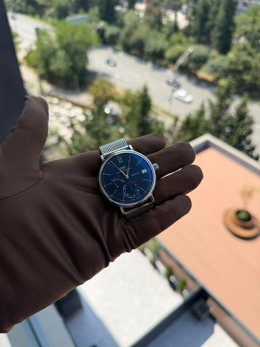 IWC Portofino 8 Days In-house Movement Manual Winding 45mm Stainless Steel Case IW510116 Blue Dial Men’s Used 2019 Year With Papers. No Box