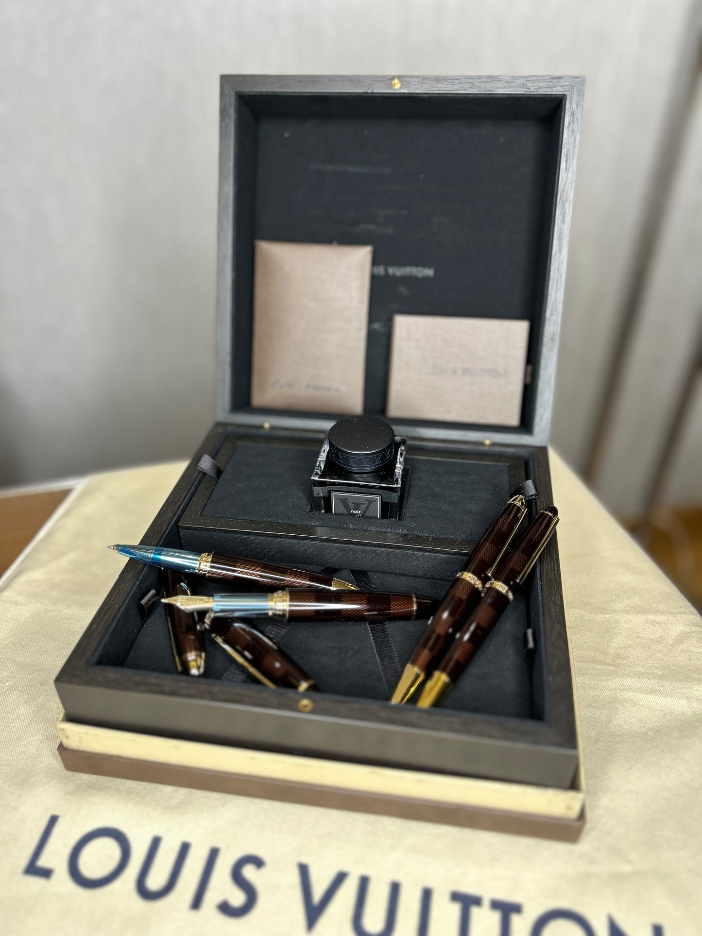 Set Of Louis Vuitton Pens, From Grand Tour Collection In Damier