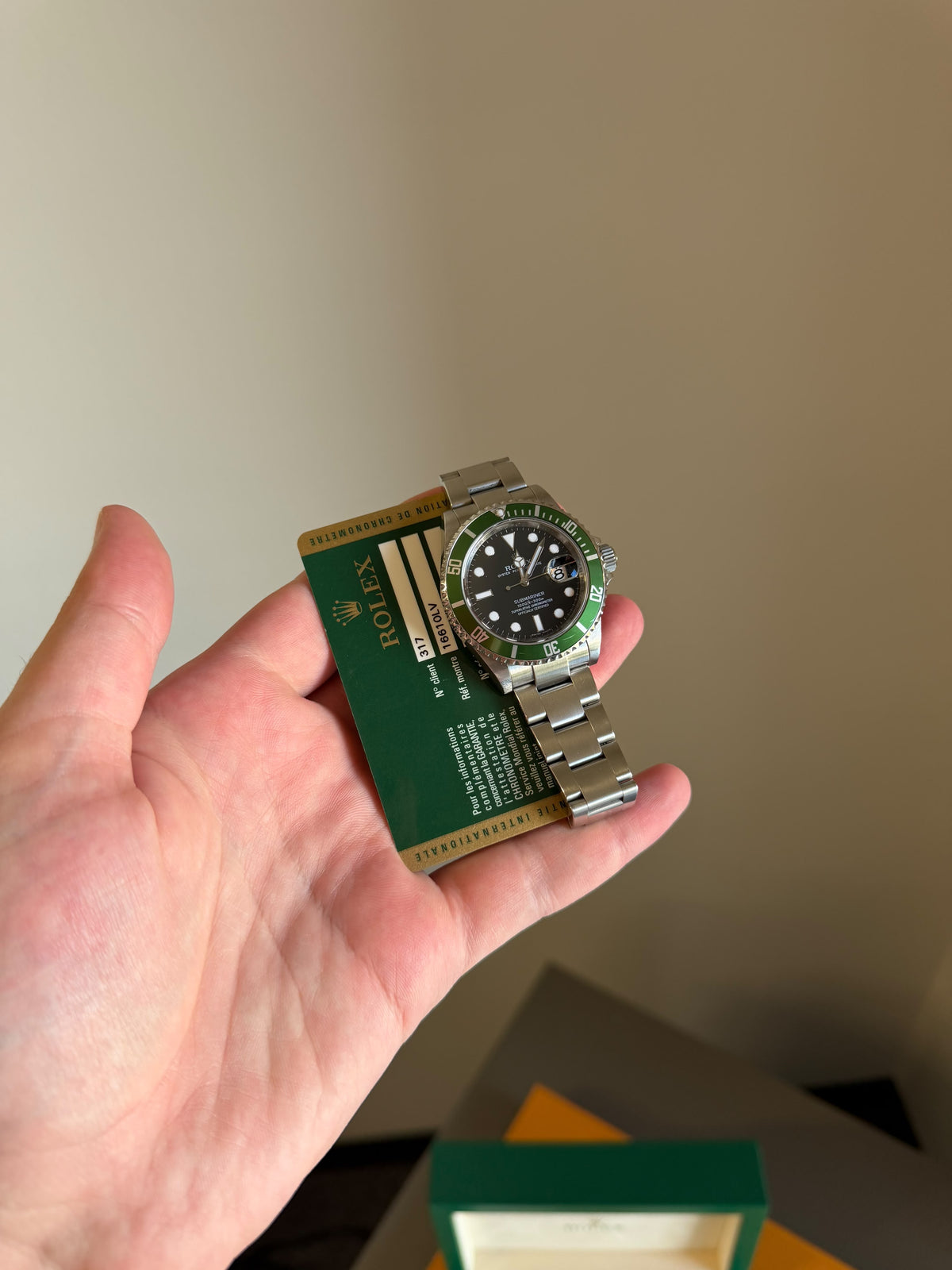 Rolex Submariner Kermit 40mm Steel Automatic 16610LV Full Set 2010 Year Used