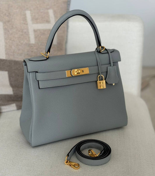 Hermes Kelly 28 Gris Mouette GHW Stamp w 2024 years New