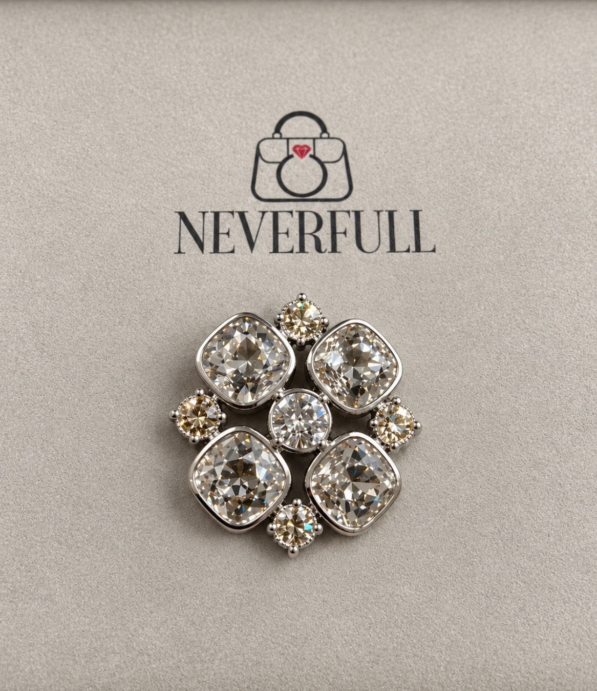 CHANEL Silver-Tone Crystal Floral Brooch