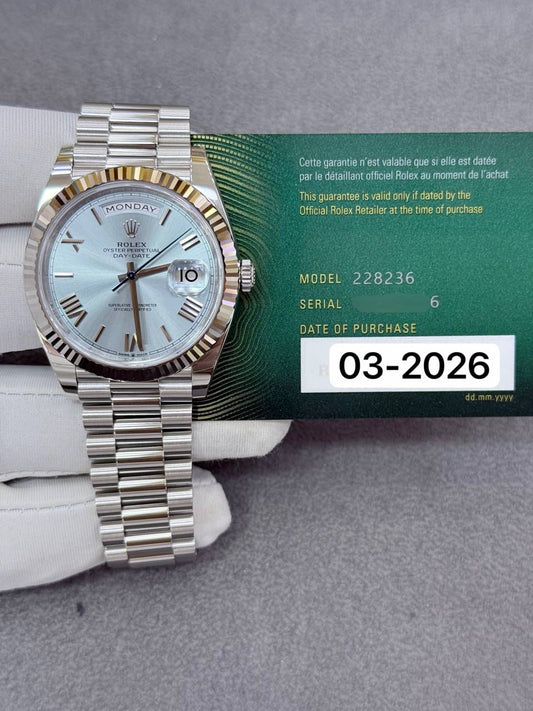 Rolex Daytona 40mm Ice Blue Dial Platinum President Dial Brand New 2026 Full Set 228236