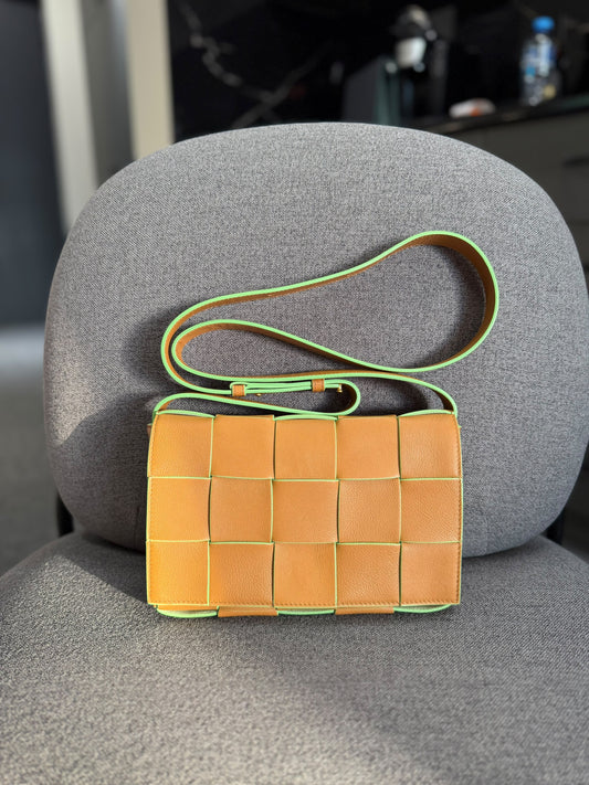 Bottega Veneta Cassette Crossbody Bag – Tan/Green