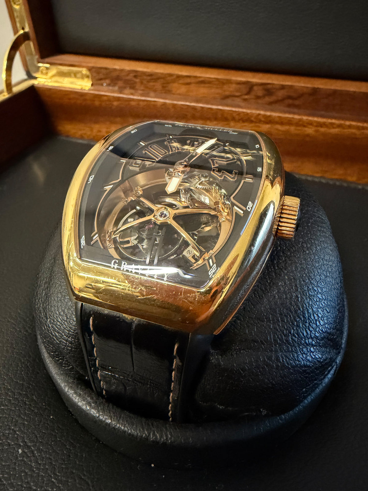 Franck Muller Vanguard Gravity Tourbillon 44 x 53.70mm Yellow Gold Manual Winding Limited Edition Tourbillon Used Full Set Reference: V 45 T Gravity CS