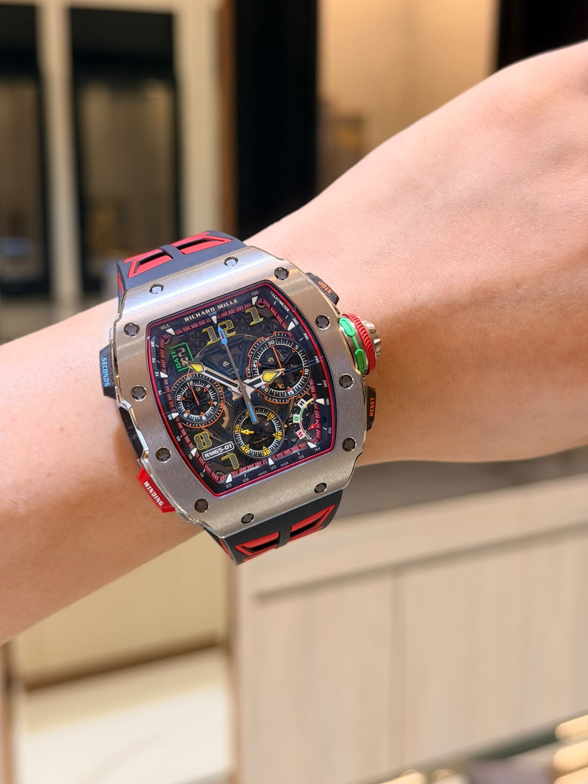 Richard Mille RM 65-01 Automatic Winding Titanium Split Chronograph Openworked Dial Full Set 2025 Year New