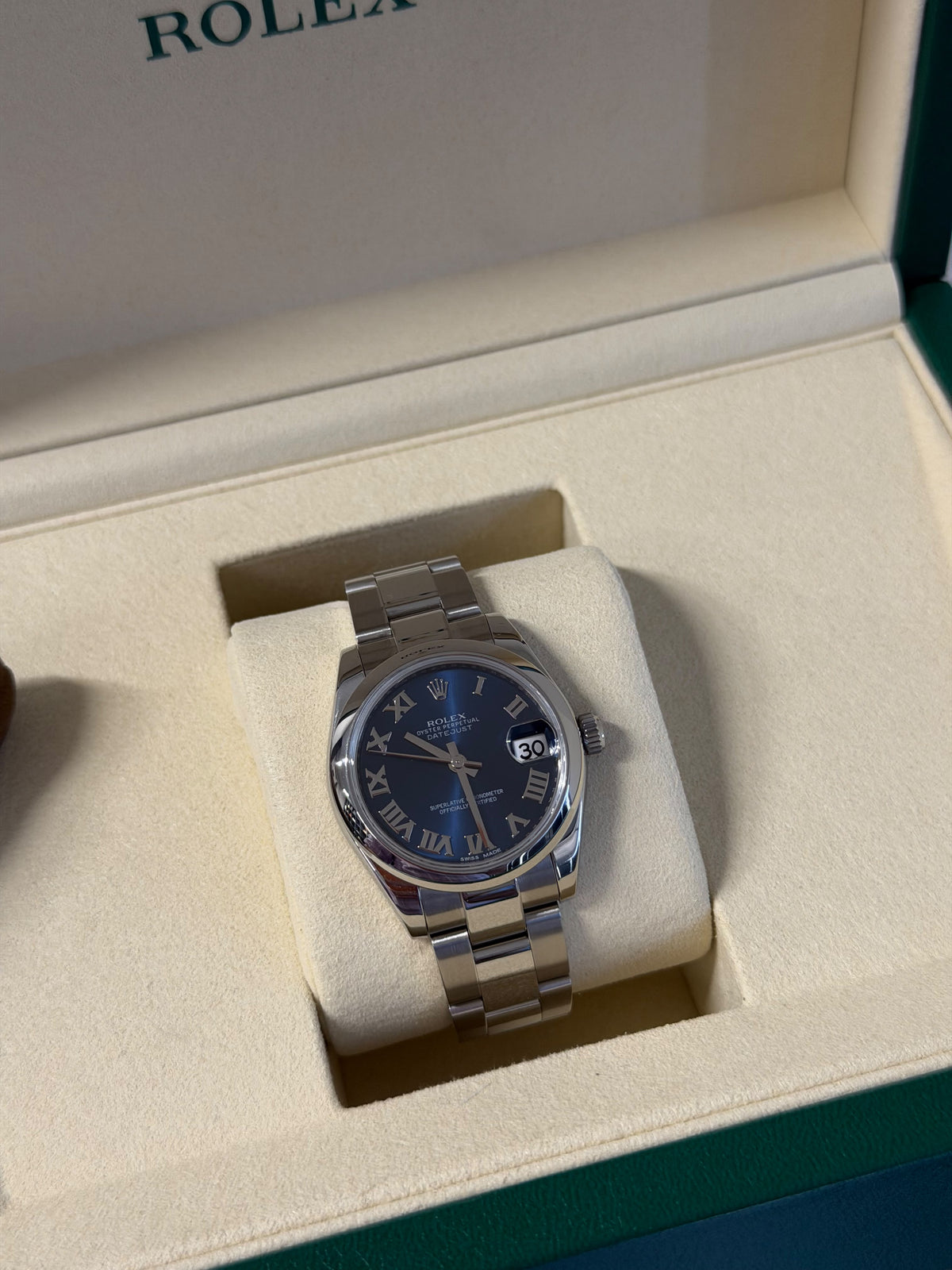 Rolex Ladies Datejust 31mm Steel 178240 Blue Dial Used Full Set