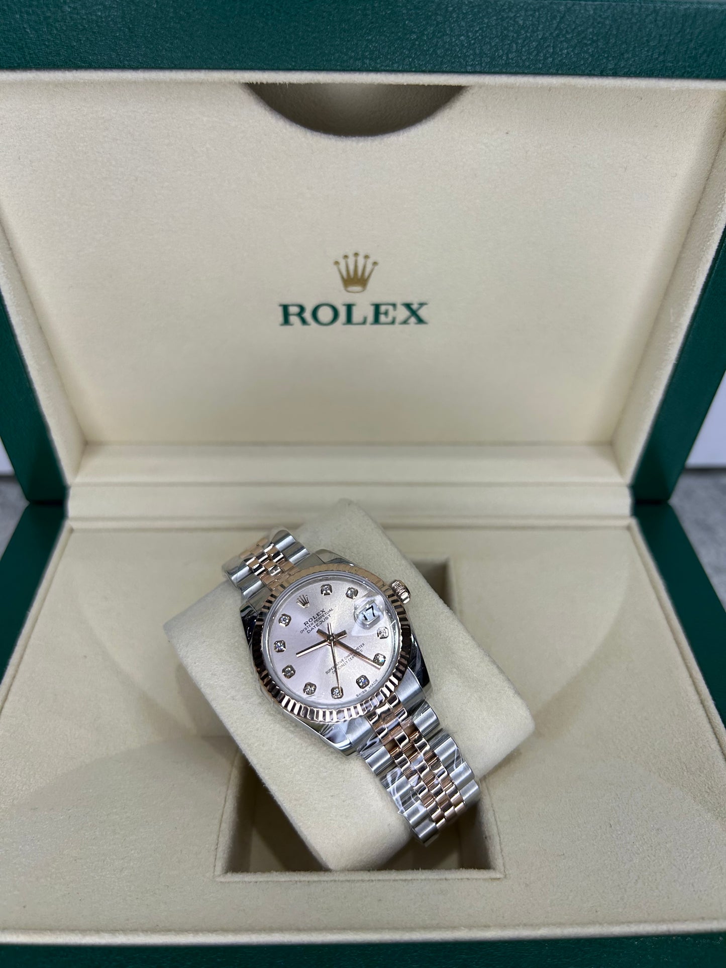 Rolex Ladies Datejust 31mm Steel/Gold Automatic With Diamonds Pink Dial 178271 Polished 2017 Full Set