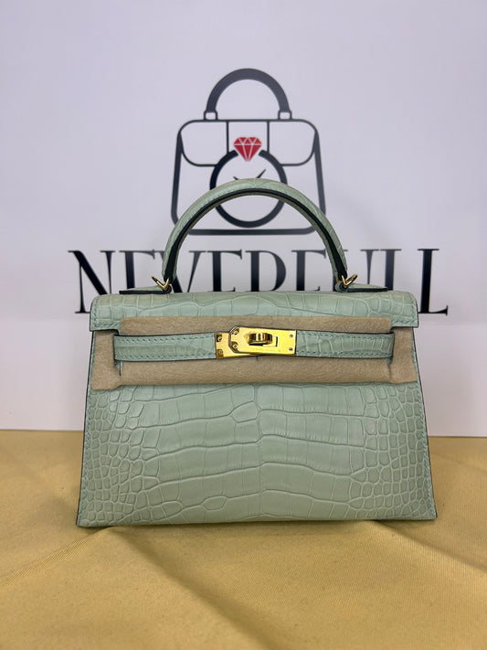 Hermes Kelly 20 GHW Crocodile 2023 New Full Set