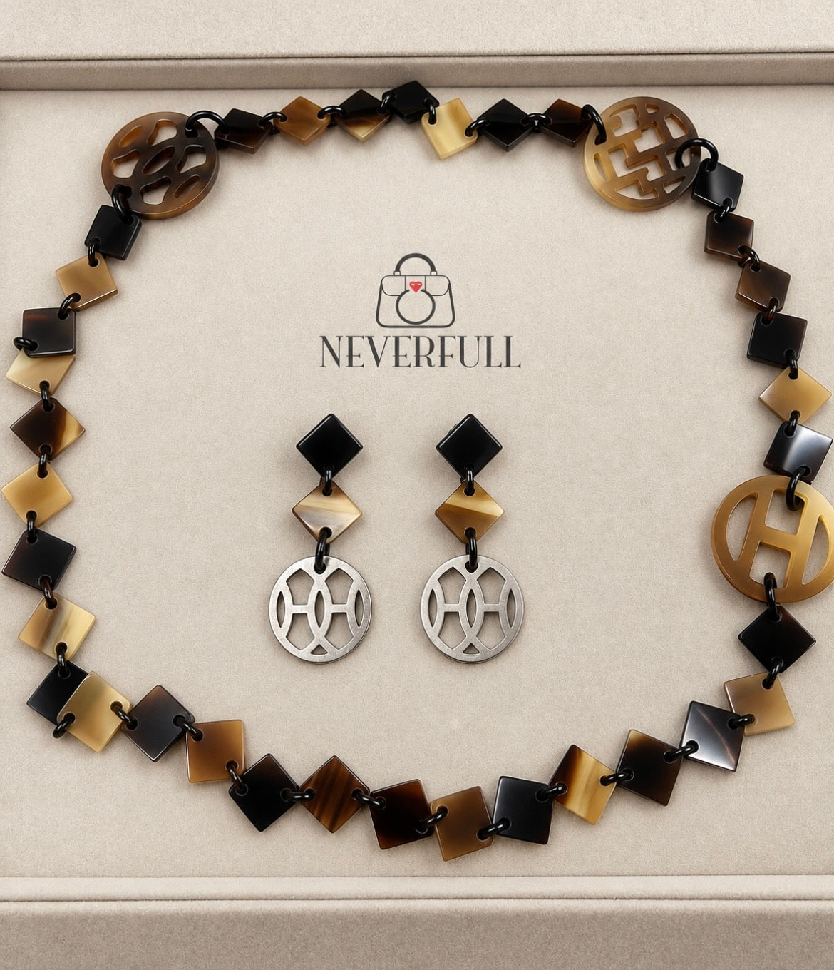 Hermès Léna Buffalo Horn Necklace & Earrings Set