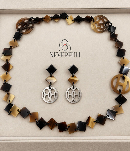 Hermès Léna Buffalo Horn Necklace & Earrings Set